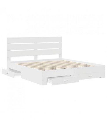 vidaXL Bed Frame with Drawer White 180 x 200 cm Engineered Wood — V0672008992