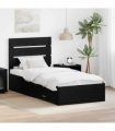 vidaXL Bed Frame with Drawer Black Oak 90 x 200 cm Engineered Wood — V0672008997