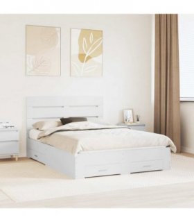 vidaXL Bed Frame with Drawer White 140 x 200 cm Engineered Wood