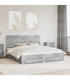 vidaXL Bed Frame Concrete Grey 200 x 200 cm Engineered Wood