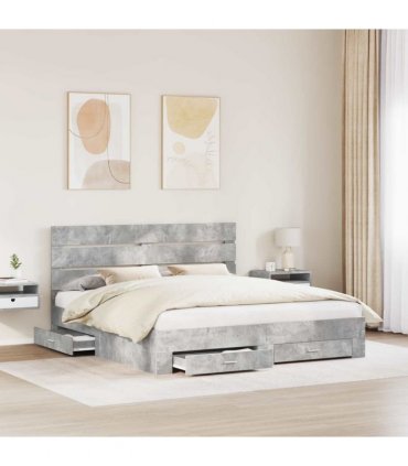 vidaXL Bed Frame Concrete Grey 200 x 200 cm Engineered Wood
