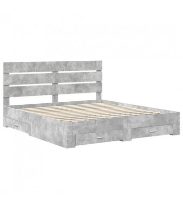 vidaXL Bed Frame Concrete Grey 200 x 200 cm Engineered Wood