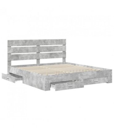 vidaXL Bed Frame Concrete Grey 200 x 200 cm Engineered Wood