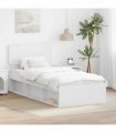 vidaXL Bed Frame with Headboard White 90 x 200 cm Solid Pine Wood — V0672009093