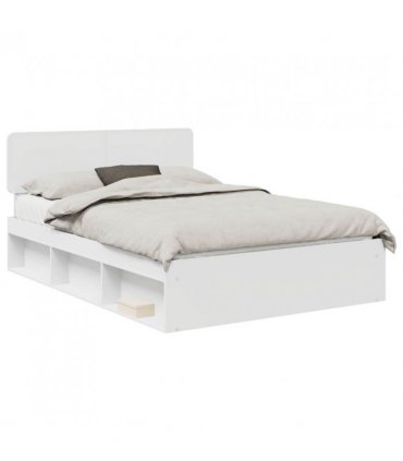 vidaXL Bed Frame with Headboard White 150 x 200 cm Solid Pine Wood — V0672009099