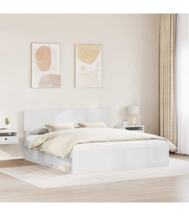 vidaXL Bed Frame with Headboard White 180 x 200 cm Solid Pine Wood — V0672009121