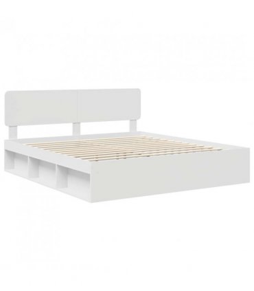 vidaXL Bed Frame with Headboard White 180 x 200 cm Solid Pine Wood — V0672009121