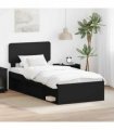 vidaXL Bed Frame with Headboard Black 100 x 200 cm Solid Pine Wood — V0672009138