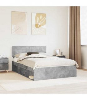 vidaXL Bed Frame with Headboard Concerte 160 x 200 cm Solid Pine Wood — Colour: Concrete grey — V0672009141