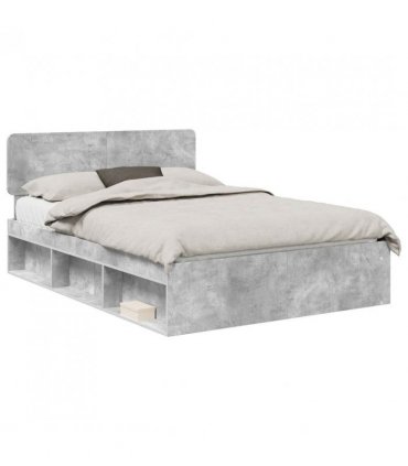 vidaXL Bed Frame with Headboard Concerte 160 x 200 cm Solid Pine Wood — Colour: Concrete grey — V0672009141