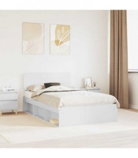 vidaXL Bed Frame with Headboard White 120 x 190 cm Solid Pine Wood — V0672009144