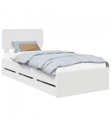 vidaXL Bed Frame with Drawer White 75 x 190 cm Engineered Wood