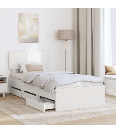 vidaXL Bed Frame with Drawer White 75 x 190 cm Engineered Wood