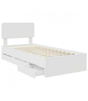 vidaXL Bed Frame with Drawer White 75 x 190 cm Engineered Wood