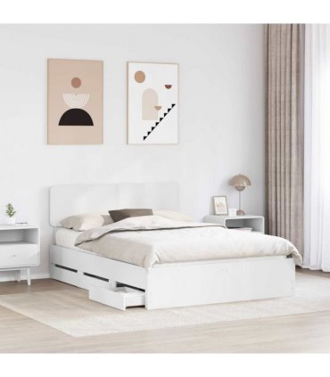 vidaXL Bed Frame with Drawer White 150 x 200 cm Engineered Wood