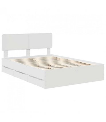vidaXL Bed Frame with Drawer White 150 x 200 cm Engineered Wood
