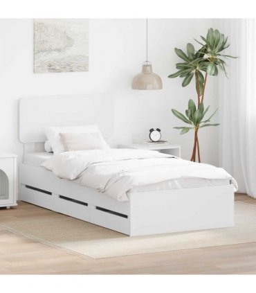 vidaXL Bed Frame with Drawer White 90 x 200 cm Engineered Wood — V0672009205