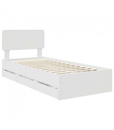 vidaXL Bed Frame with Drawer White 90 x 200 cm Engineered Wood — V0672009205