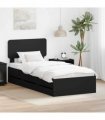 vidaXL Bed Frame with Drawer Black 100 x 200 cm Engineered Wood