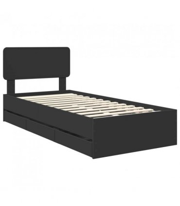vidaXL Bed Frame with Drawer Black 100 x 200 cm Engineered Wood