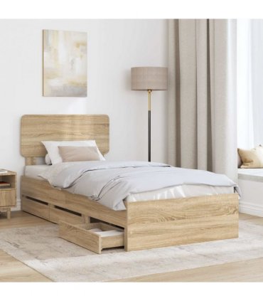 vidaXL Bed Frame with Drawer Sonoma Oak 75 x 190 cm Engineered Wood