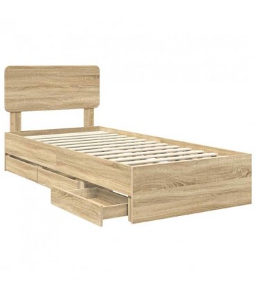 vidaXL Bed Frame with Drawer Sonoma Oak 75 x 190 cm Engineered Wood