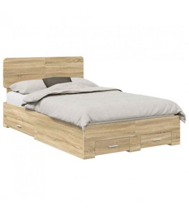 vidaXL Bed Frame with Drawer Sonoma Oak 135 x 190 cm Engineered Wood — V0672009318