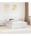 vidaXL Bed Frame with Headboard White 140 x 190 cm Engineered Wood — V0672009364
