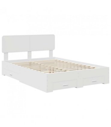 vidaXL Bed Frame with Headboard White 140 x 190 cm Engineered Wood — V0672009364