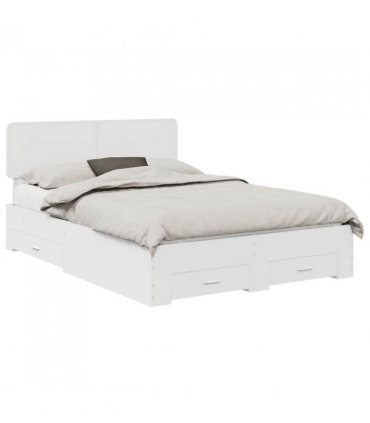 vidaXL Bed Frame with Headboard White 160 x 200 cm Engineered Wood — V0672009379