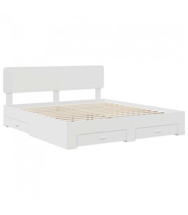 vidaXL Bed Frame with Headboard White 180 x 200 cm Engineered Wood — V0672009381