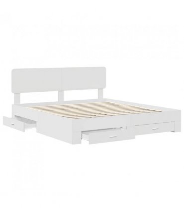 vidaXL Bed Frame with Headboard White 180 x 200 cm Engineered Wood — V0672009381
