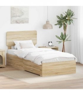 vidaXL Bed Frame with Headboard Sonoma Oak 75 x 190 cm Engineered Wood — V0672009385