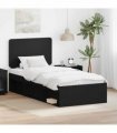 vidaXL Bed Frame with Headboard Black 90 x 200 cm Solid Pine Wood — V0672009406