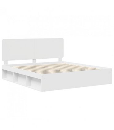 vidaXL Bed Frame with Headboard White 180 x 200 cm Solid Pine Wood — V0672009410