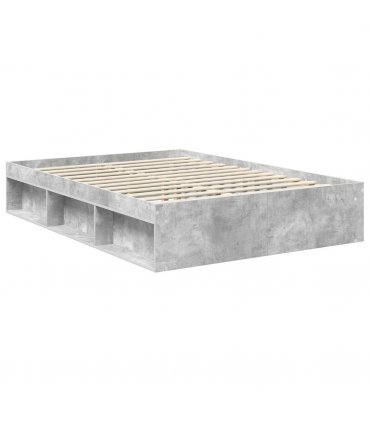 vidaXL Bed Frame with Headboard Concerte 140 x 200 cm Solid Pine Wood — Colour: Concrete grey — V0672009413