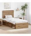vidaXL Bed Frame Artisian Oak 100 x 200 cm Solid Pine Wood — Colour: Artisan oak — V0672009417
