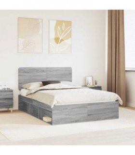 vidaXL Bed Frame Grey Sonoma 160 x 200 cm Solid Pine Wood — V0672009430