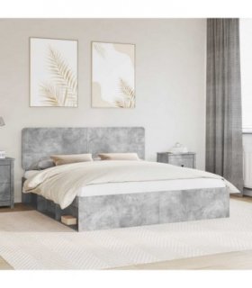 vidaXL Bed Frame with Headboard Concerte 180 x 200 cm Solid Pine Wood — Colour: Concrete grey — V0672009435