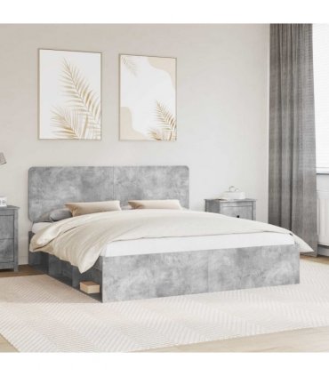 vidaXL Bed Frame with Headboard Concerte 180 x 200 cm Solid Pine Wood — Colour: Concrete grey — V0672009435