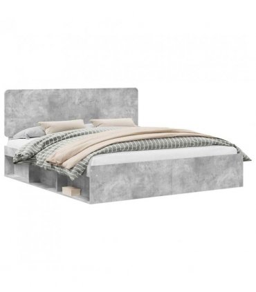 vidaXL Bed Frame with Headboard Concerte 180 x 200 cm Solid Pine Wood — Colour: Concrete grey — V0672009435
