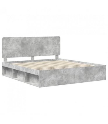 vidaXL Bed Frame with Headboard Concerte 180 x 200 cm Solid Pine Wood — Colour: Concrete grey — V0672009435