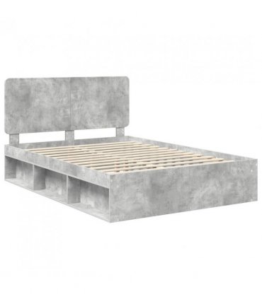 vidaXL Bed Frame with Headboard Concerte 160 x 200 cm Solid Pine Wood — Colour: Concrete grey — V0672009440