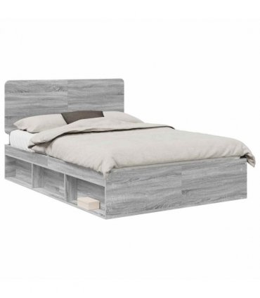 vidaXL Bed Frame Grey Sonoma 140 x 200 cm Solid Pine Wood — V0672009447