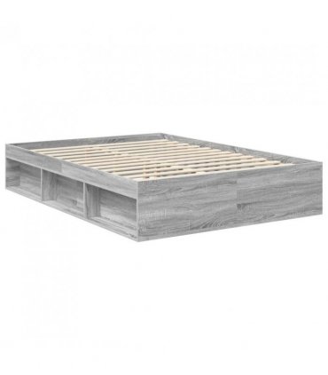 vidaXL Bed Frame Grey Sonoma 140 x 200 cm Solid Pine Wood — V0672009447