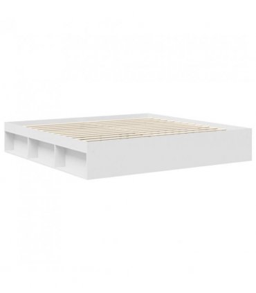 vidaXL Bed Frame with Headboard White 200 x 200 cm Solid Pine Wood — V0672009449