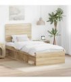 vidaXL Bed Frame with Headboard Sonoma Oak 75 x 190 cm Solid Pine Wood — V0672009453