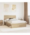 vidaXL Bed Frame with Headboard Sonoma 140 x 190 cm Solid Pine Wood — Colour: Sonoma oak — V0672009454