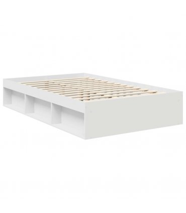 vidaXL Bed Frame with Headboard White 120 x 190 cm Solid Pine Wood — V0672009470