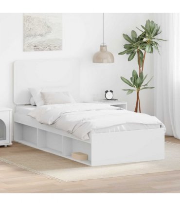 vidaXL Bed Frame with Headboard White 90 x 190 cm Solid Pine Wood — V0672009471